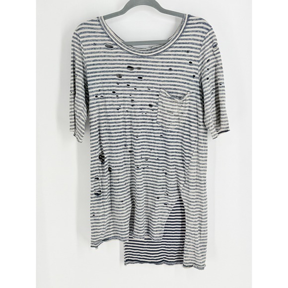 FP Movement by Free People Tops - FP We the Free People Distressed Striped Tee Blue Womens M Nautical Fisherman